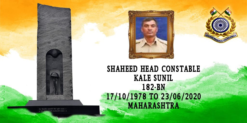 crpfindia's tweet photo. We salute the valor &amp; steadfast devotion to duty of the Shaheed Head Constable Kale Sunil of #182Bn #CRPF who attained martyrdom while valiantly fighting in an operation in Banzoo, Pulwama, J&amp;K. We stand with the family of our brave Martyr. https://t.co/LyRsEZeo2I