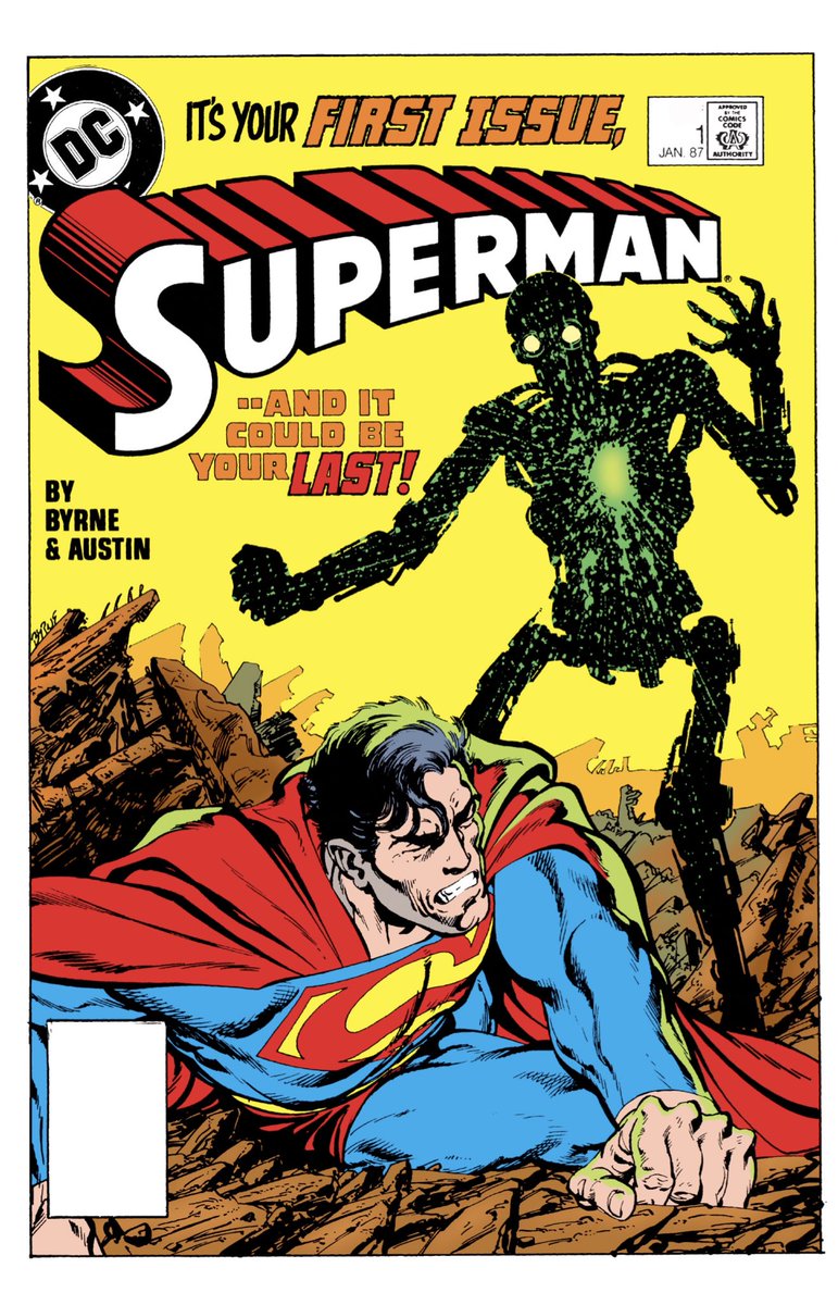 Following MAN OF STEEL was the new series, SUPERMAN, with a new #1. Rare at that time. Bad #1 cover. I don’t know what they were thinking. I actually thought i couldn’t find issue #1 in back issue boxes, flipping past this cover because I thought it must be a rando later issue.