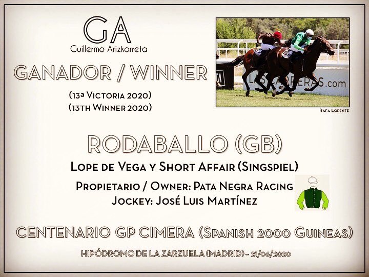 Tanto agradecimiento no nos cabe en 280 caracteres. A los propietarios, a los jockeys, al equipo, a los que siempre apoyan... No se ganan las dos Poules todos los días 😃, así que fue una jornada muy muy especial para la cuadra. A todos
G R A C I A S.