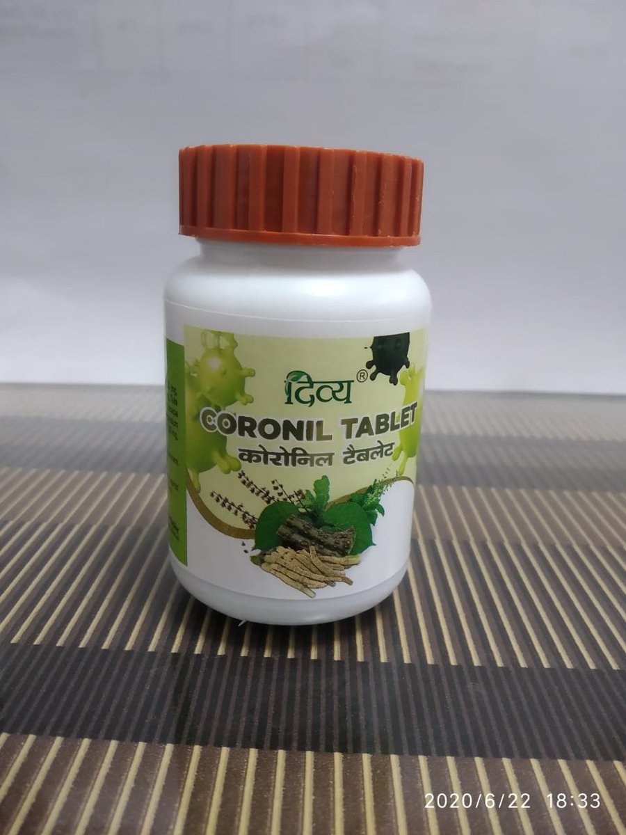 PatanjaliDairy's tweet photo. #आयुर्वेदविजय_कोरोनिल_श्वासारि
#कोरोना की एविडेंस बेस्ड प्रथम #आयुर्वेदिक औषधि, #श्वासारि_वटी ,#कोरोनिल का संपूर्ण साइंटिफिक डॉक्यूमेंट के साथ #पतंजलि योगपीठ हरिद्वार से पूज्य @yogrishiramdev जी और पूज्य 
@Ach_Balkrishna जी का 12 बजे लॉन्चिंग व लाइव प्रेस वार्ता https://t.co/BbEqQxbn0S