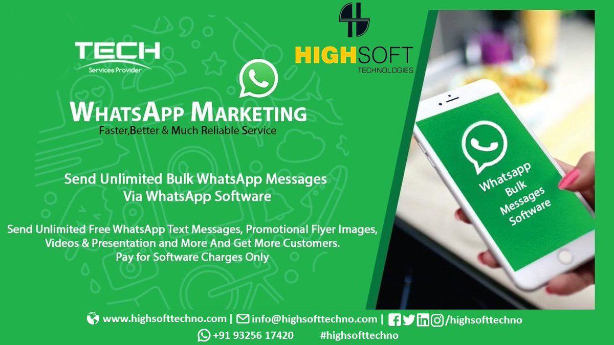 highsofttechno's tweet image. #highsofttechno

#whatsappmarketing #bulkwhatsappsms #sms #stocks #digitalmarketing #smm #socialmediamarketing #socialmedia #tech