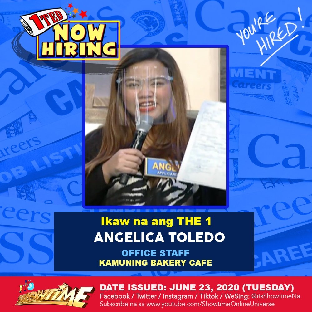 ViceGandaorg's tweet photo. itsShowtimeNa: 📁 Congratulations Angelica Toledo at welcome sa Kamuning Bakery Cafe bilang isang Office Staff! #ShowtimeOurTime https://t.co/9WRzI7sTxF