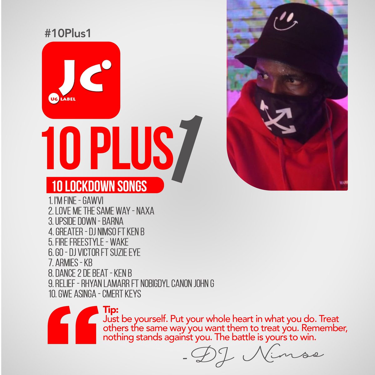 IamNimso's tweet photo. Thanks to @JCLabelUg #10Plus1 for this opportunity 🙏🙏
Every song on this list speaks to me on a personal level 
Shout outs to every Artist you guys do a great job of writing music that moves our souls 🔥🙏🙏

#10Plus1 
#Edmboy #HighonGod https://t.co/MX8ckvlPuJ