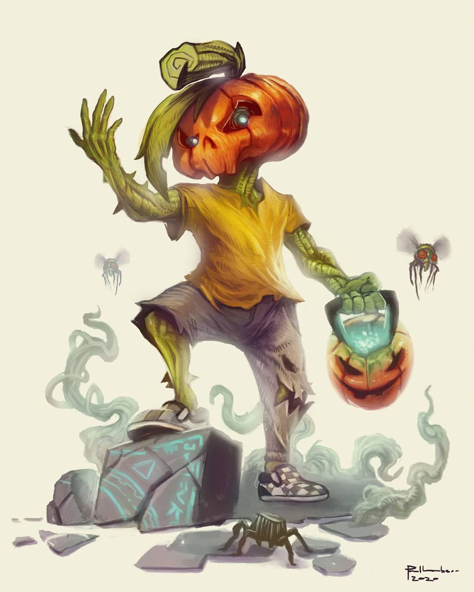 weaponlogic's tweet photo. Terry lives, the Halloween kid rises 

I have this personal project called Halloween kids.I've been world building and messing around with it for too long.

#artifpaulloubser #halloweenkids #digitalart #horror #pumpkin #trickortreat #personalprojects2020 #getshitdone https://t.co/5L2UWeO5Gx