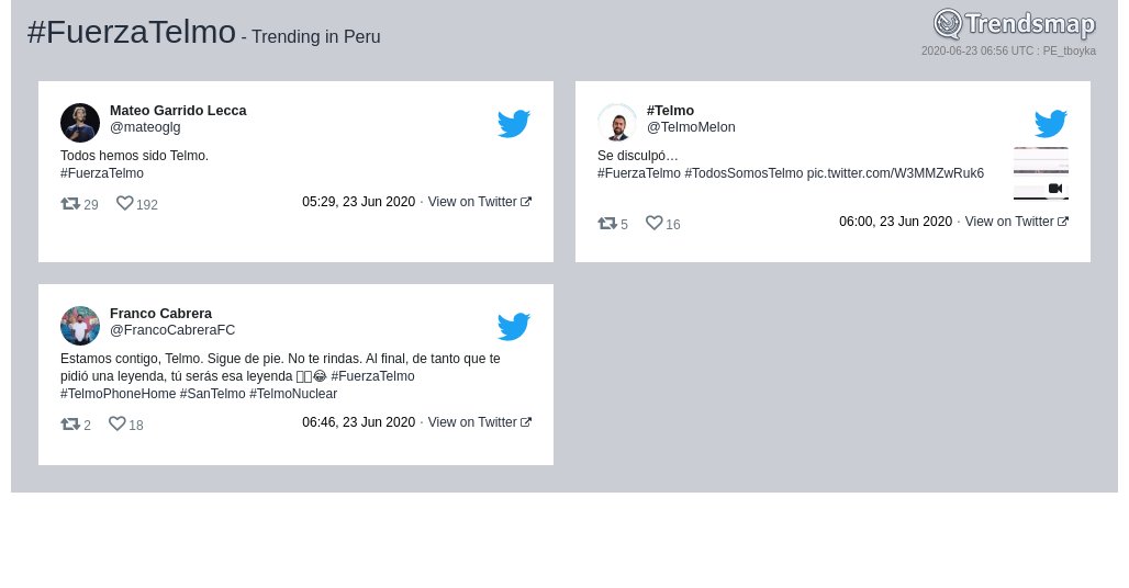 #fuerzatelmo es ahora una tendencia en Peru

trendsmap.com/r/PE_tboyka