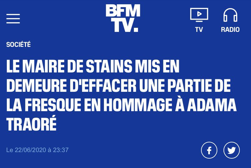 s_assbague's tweet photo. La France quand il s’agit de défendre des œuvres racistes ou coloniales : « On ne touche pas à l’art. Jamais. Il dit quelque chose de notre Histoire. Ça peut nous déplaire, nous titiller, mais c’est comme ça ❤️ »

La France face à des fresques sur les violences policières : 🧽🧼 https://t.co/PDgT1jU4JZ