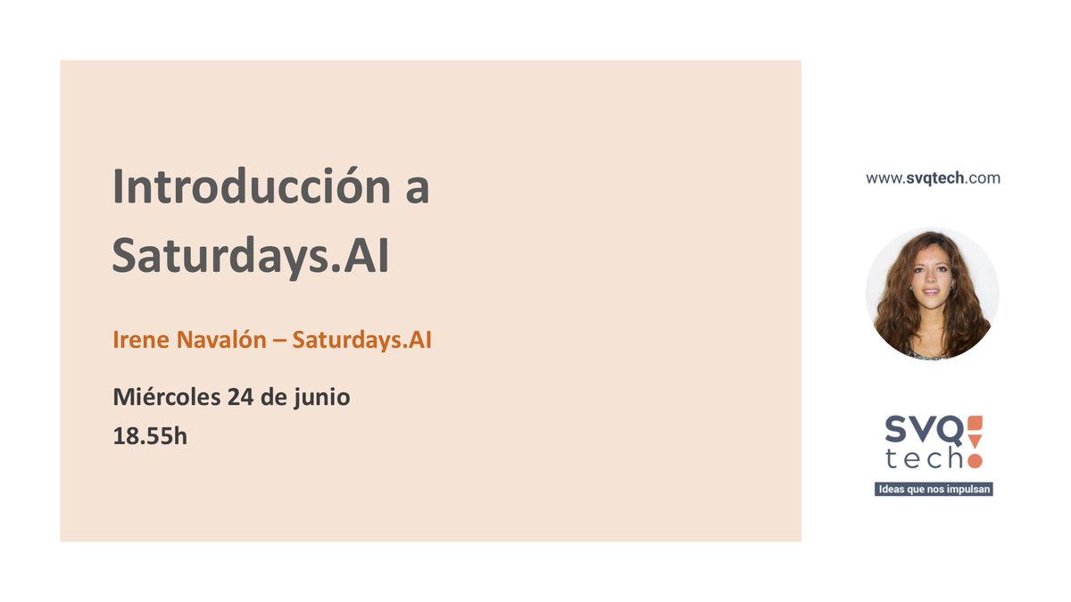 SVQ_tech's tweet image. Inteligencia Artificial, ¿te suena? ¿Te gustaría aprender a #programar en #AI? Este miércoles a las 18.55h conéctate a SVQtech para aprender de la mano de @Vidanb qué es @AISaturdaysSvq. No te lo pierdas. 🤖 👩‍💻 bit.ly/2CvoM8b