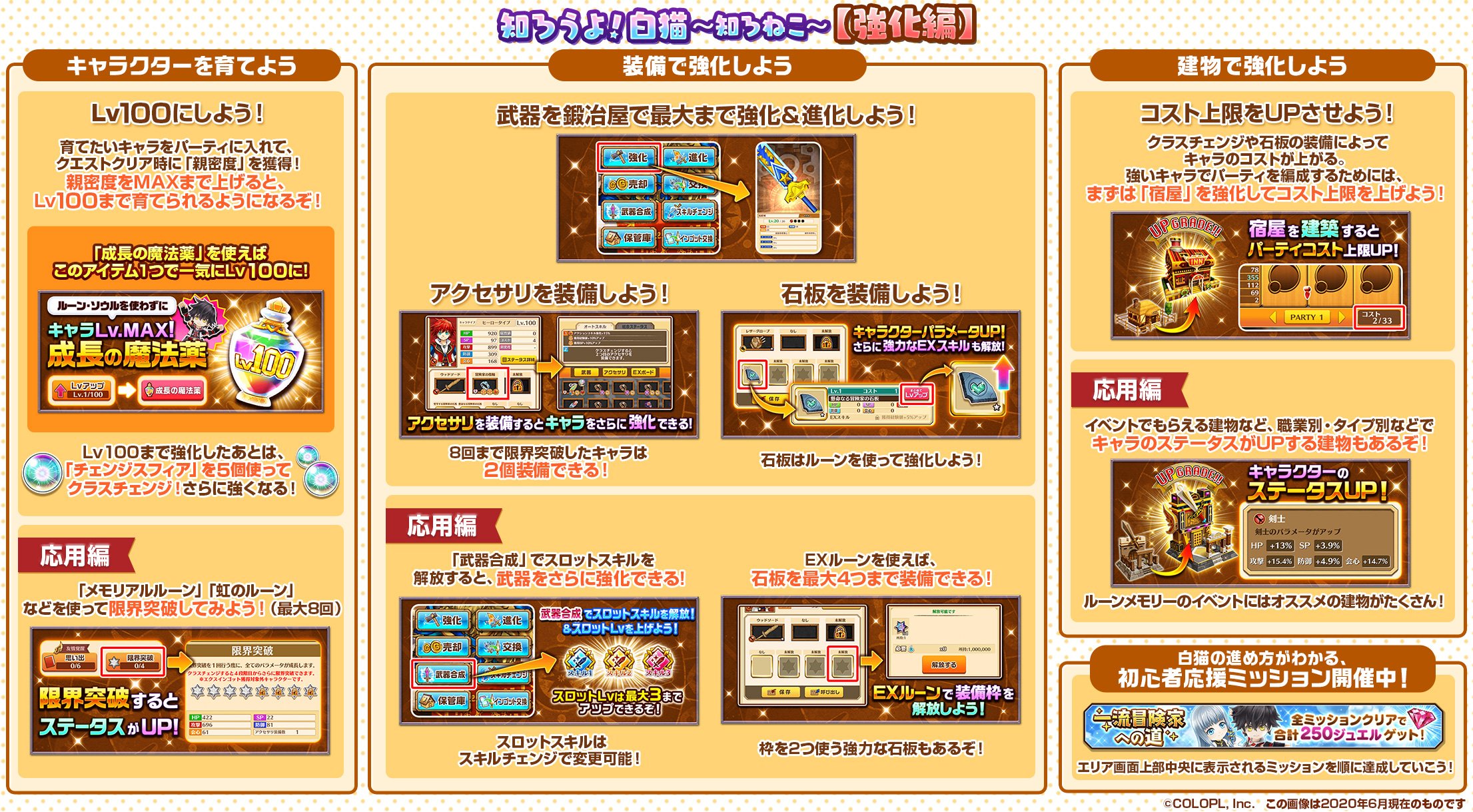 公式 白猫プロジェクト New World S 知ろうよ 白猫 強化編 知ろねこ 第2回 今回はキャラクターの強化について知っておいてほしい情報をまとめてみたにゃฅ W ฅ 次は 大切なアイテム編 をまとめる予定です 白猫 白猫でつまずき