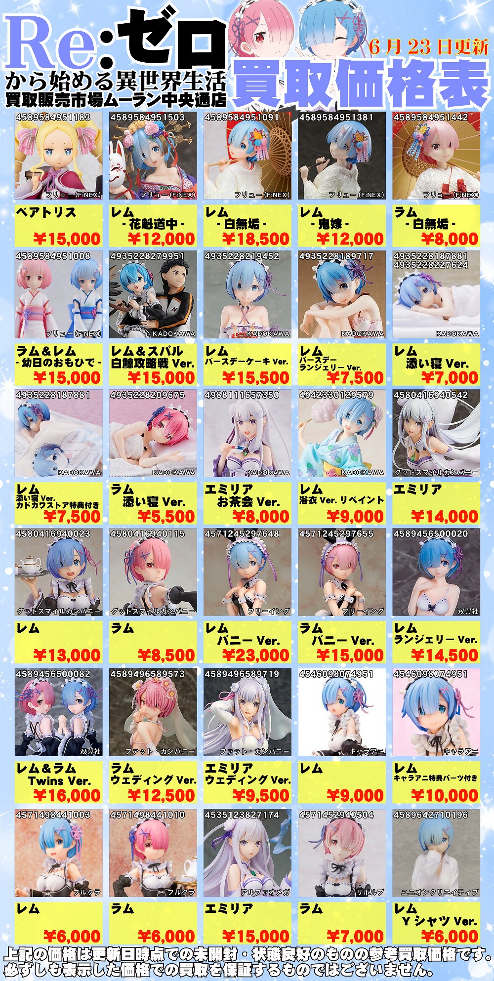 買取販売市場ムーラン中央通り店 一般 6月23日更新 Re ゼロから始める異世界生活 リゼロ フィギュア高額買取情報です 皆様のお持込を心よりお待ちしております 秋葉原 アキバ リゼロ フィギュア 中古 買取 T Co 9qpuatkbkn Twitter 買取販売市場ムーラン中央通り店 一般 6月23日更新 Re ゼロから始める異世界生活 リゼロ フィギュア高額買取情報です 皆様のお持込を心よりお待ちしております 秋葉原 アキバ リゼロ フィギュア 中古 買取 T Co 9qpuatkbkn Twitter
