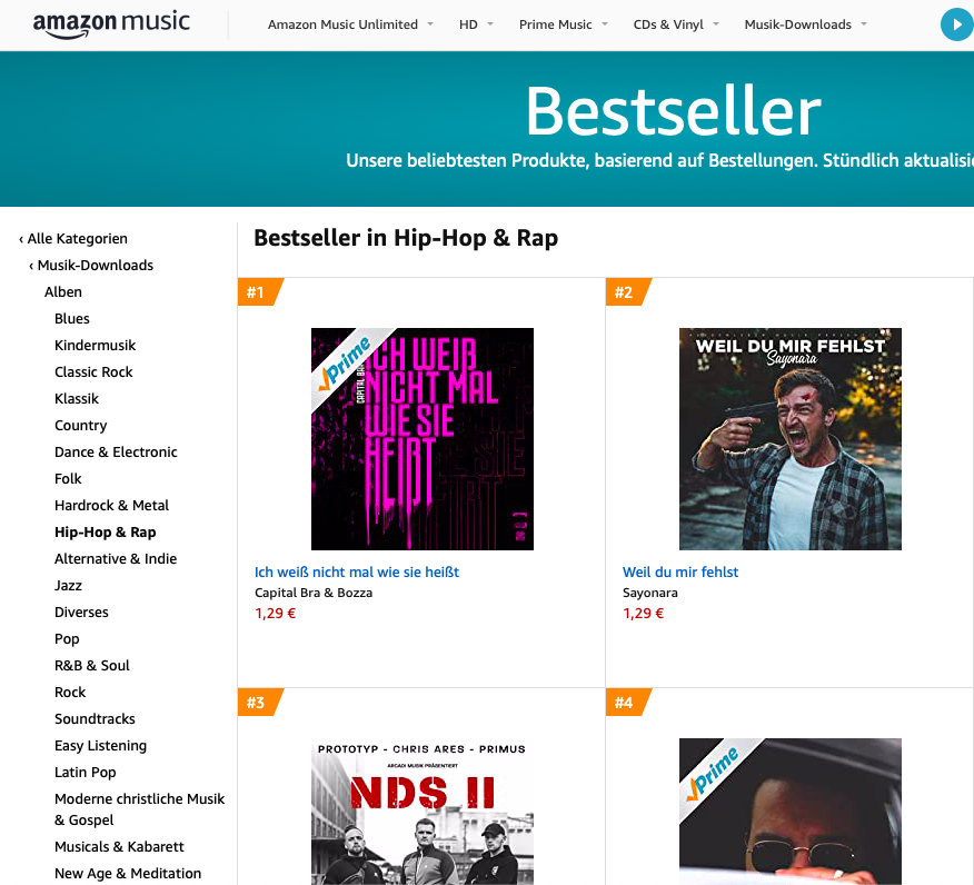 sayonaramusik's tweet photo. #2 in den @amazonDE Bestsellern Hip-Hop & Rap 🎊
Danke an alle, die #WDMF schon vorbestellt haben!
https://t.co/zV2JijZuHI https://t.co/vkD9b2VBz9