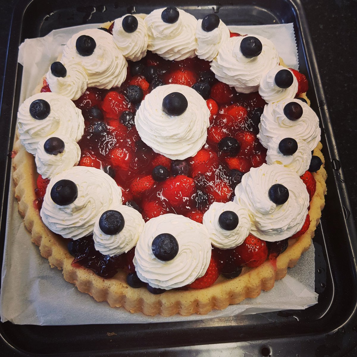 wessex_society's tweet photo. Homemade fruits of the forest flan from our Romsey house this week- it looks delicious! 

#homemade #flan #fruitsoftheforest #romsey #indepentliving #abbeyfieldwessex https://t.co/lCvdCj44d2
