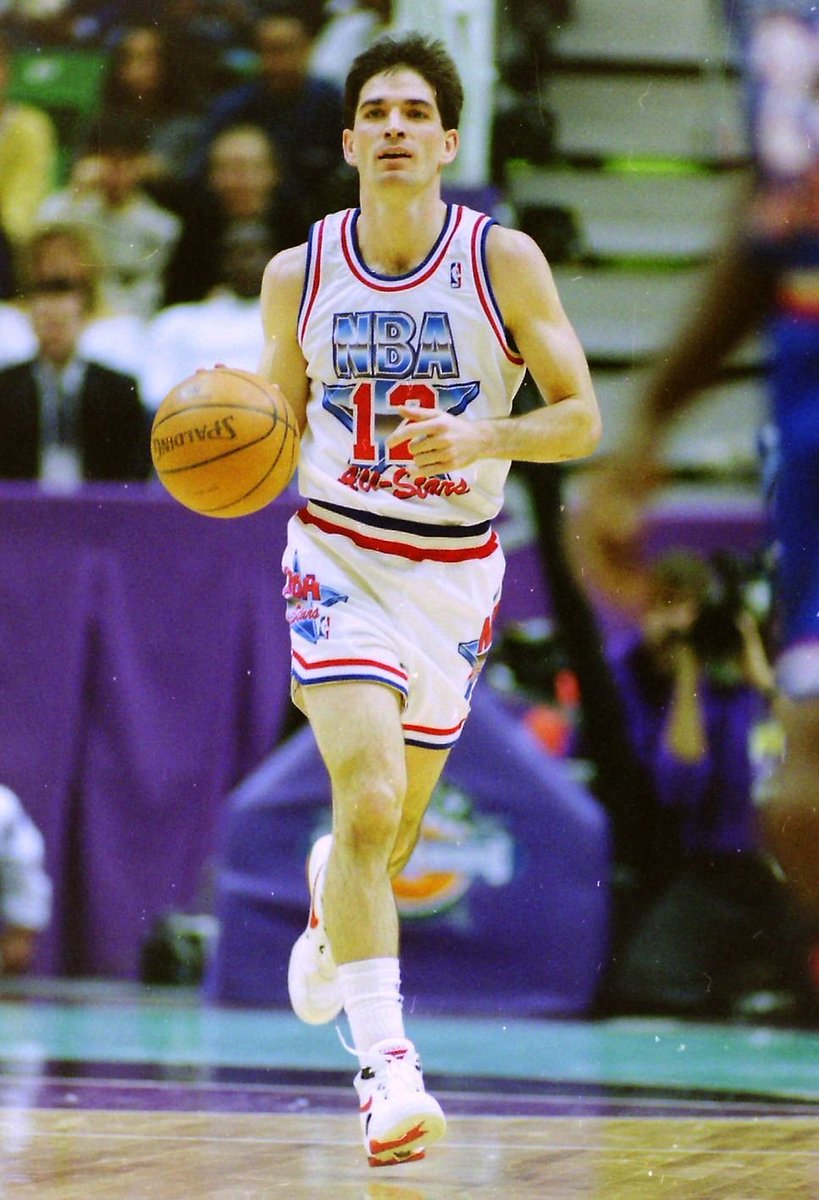 1993 All Star MVP - John Stockton1993 All Star Game Stats: 9pts, 6rbd, 15ast, 2stl. 50 FG%, 50 3P%, 100 FT%.Probably the most pure point guard in the history of the league, Stockton only ever garnered one individual accolade in his long career.