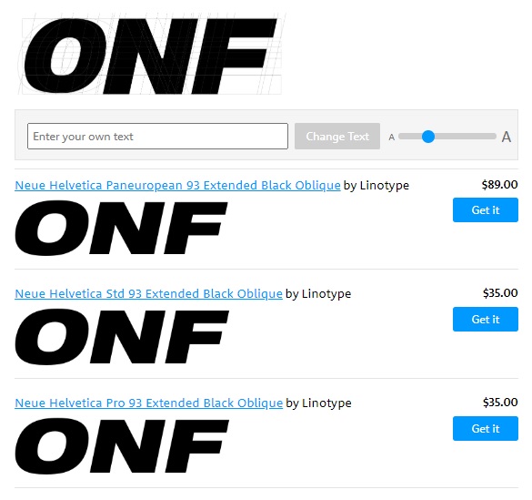 1. TypefaceONF uses a sans-serif type and the most similar typeface I (or the machine) could found is Neue Helvetica but it still appears different, so it& #39;s possible that it& #39;s a customized font, special for ONF.
