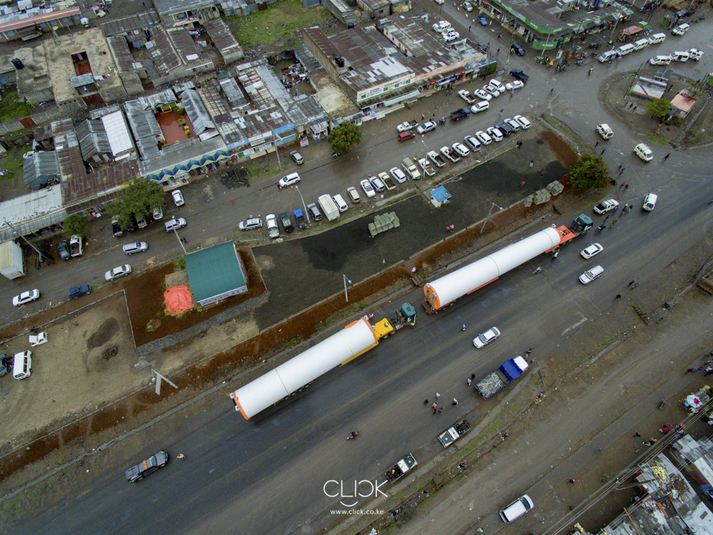 Transport from Mombasa to Kajiado was an uphill task (pun intended), with the trucks carrying the turbine parts requiring escorts to ensure safety for all road users.