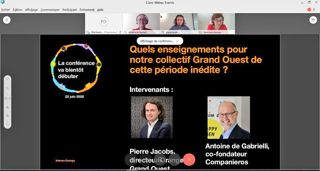 JacobsPierre's tweet photo. C'est parti pour la Journée du Collaboratif et des Nouvelles Pratiques à #Orange_GrandOuest avec 2250 inscrits ! et plus de 80 ateliers digitaux sur les outils, le développement personnel, les collectifs transverses et l'inclusion numerique ! #Jour100 #TransfoNum #FierdEtreOrange https://t.co/5E7rvyPqqB
