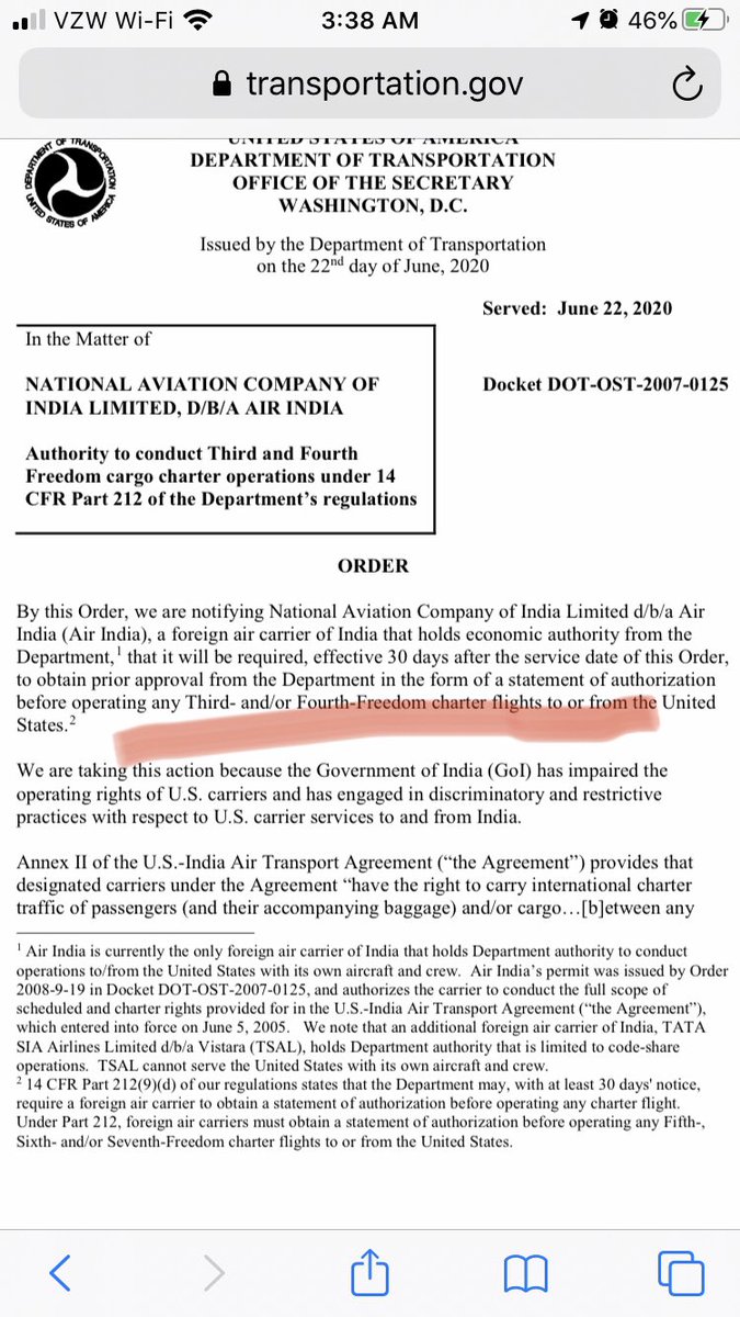 singhabhon's tweet photo. @RangariNidhi @HardeepSPuri @MoCA_GoI @AAI_Official @PIB_India @airindiain @airvistara @goairlinesindia @flyspicejet @MIB_India @ushapadhee1996 Yeah, that’s what the order on the DOT website says. As per their regulation, they give at least 30 days notice to the other country before the ordered implementation kicks in. Better India straighten this mess by 30 days. https://t.co/SsyWk2gGiI