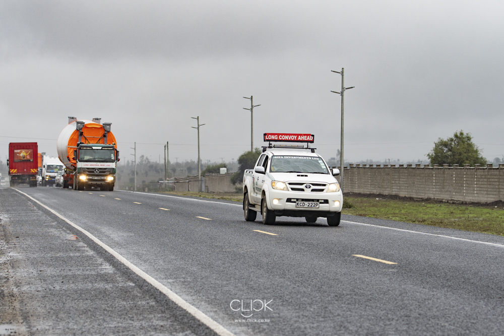 Transport from Mombasa to Kajiado was an uphill task (pun intended), with the trucks carrying the turbine parts requiring escorts to ensure safety for all road users.