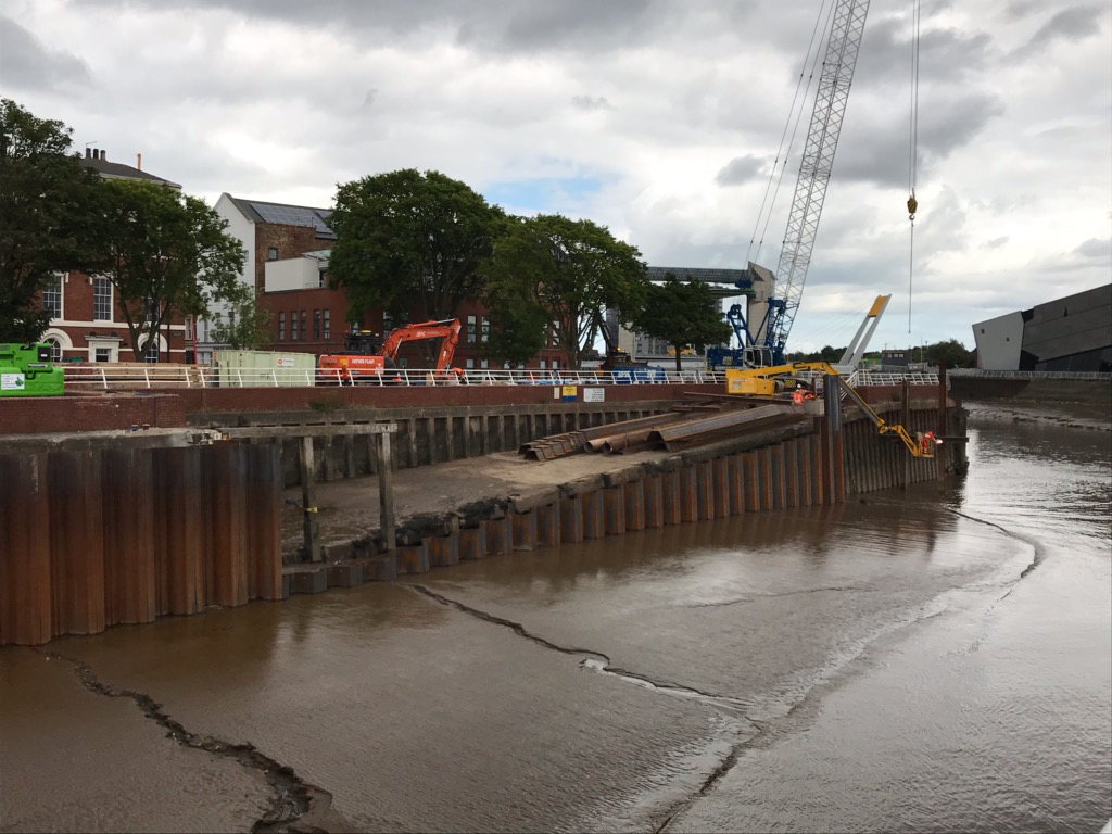 Works going on along the River Hull, for flood alleviation.