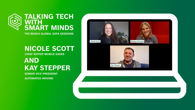 Let´s keep up the #contentflow in challenging times with the new <a href="/BoschGlobal/">BoschGlobal</a> "sofa sessions": Watch <a href="/Mele_na/">Melena</a>, <a href="/Nicole_Scooter/">Nicole Scott</a> and Bosch #AutomatedDriving expert Kay Stepper #TalkingTech: youtu.be/4QCBXRMWpvI #FutureMobility