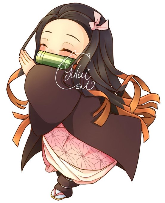 ユゥイ。さんがTwitterに投稿した竈門禰豆子(鬼滅の刃)のイラスト。