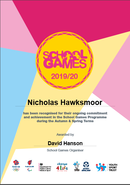 NHPStowcester's tweet photo. We have been awarded the School Games Recognition Mark for our engagement and attendance at events during the Autumn and Spring terms. Well done Hawksmoor students! https://t.co/rRx6iJj7OK