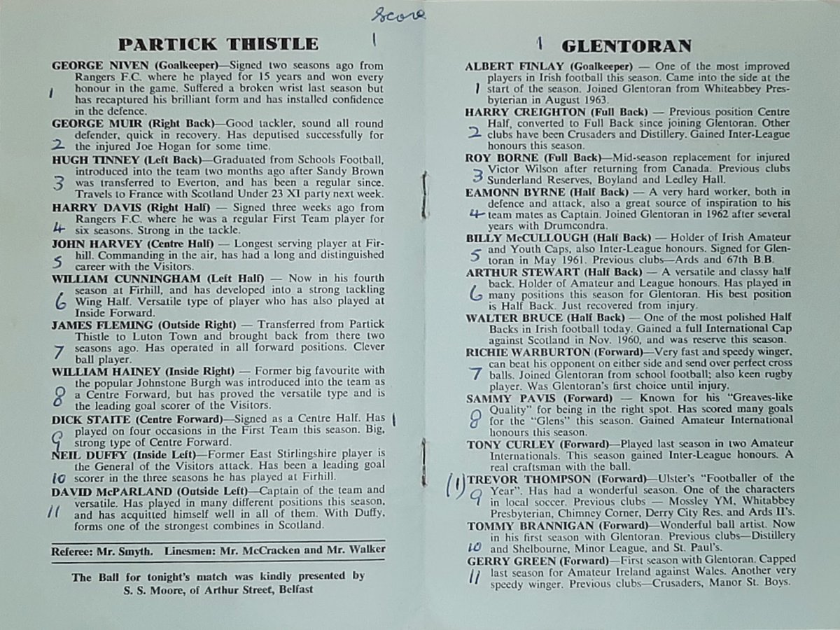 RBFootMem's tweet photo. Random programme from my collection 
Glentoran v Partick Thistle 1963/64 (Trevor Thompson Testimonial)

#football 
#PartickThistle 
#Glentoran
@Glentoran 
#Fprogs https://t.co/GyVxrfZxwj