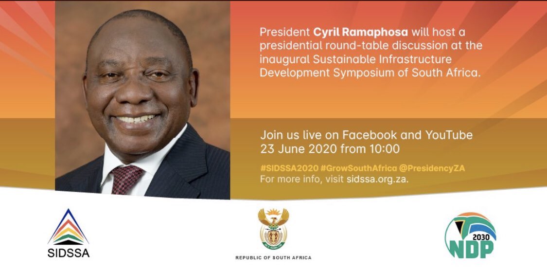 President @CyrilRamaphosa will today announce shovel-ready infrastructure projects selected from 276 submissions that will create close to 1.2 million jobs and #GrowSouthAfrica. Download the Symposium programme here: sidssa.org.za/programme. #SIDSSA2020 #GrowSouthAfrica