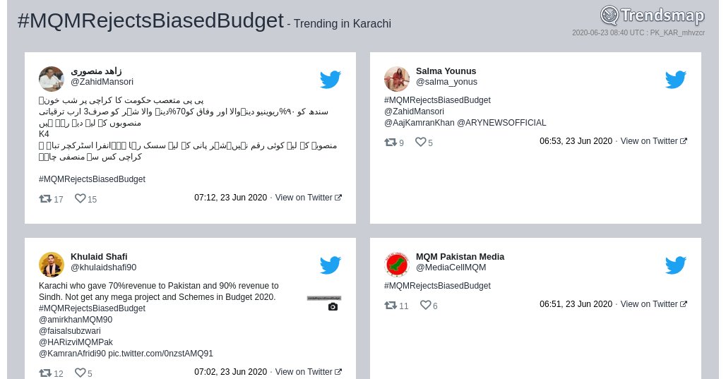 TrendsKarachi's tweet photo. #mqmrejectsbiasedbudget is now trending in #Karachi

https://t.co/8ZzssFHbvG https://t.co/4WtvGxKJ1P