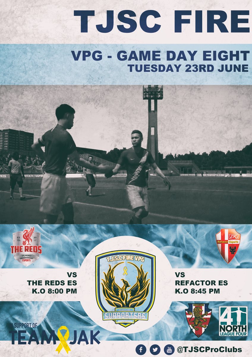 TJSCProClubs's tweet photo. Tonight's fixtures for both of our VPG sides.

MON TJSC!!!
MON THE FIRE!!!

TeamJak SC YouTube
https://t.co/85iudCCl17

TJSC Fire YouTube
https://t.co/uin1voZZ5u

#esports #fifa20 #vpg #proclubs #ps4 https://t.co/dTsoGhy1vZ