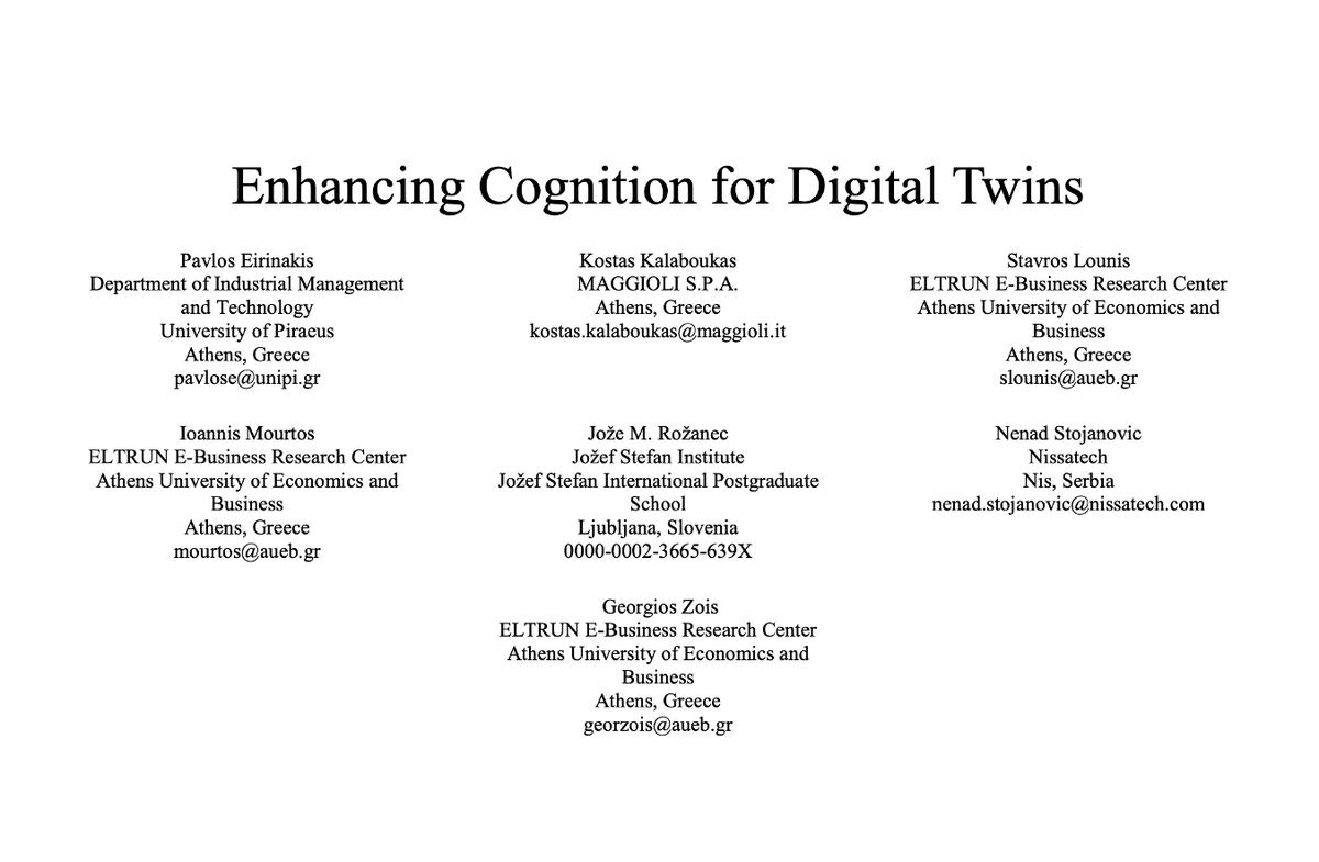 Factlog_EU's tweet photo. #FACTLOG project presented the paper entitled “Enhancing Cognition for Digital Twins” discussing the novel concept of the Enhanced Cognitive Twin (ECT) at the 26th ICE/IEEE International Technology Management Conference. For more info https://t.co/LZeMrckmYG https://t.co/iHSOCZ9Wzv