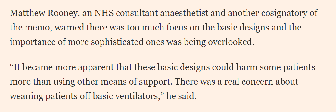 A second signatory, Dr Matthew Rooney, an NHS consultant anaesthetist, also praised the work and ingenuity of the teams, but said it was clear that the more basic designs could actually "harm some patients more that using other means of support" - like oxygen therapy /12