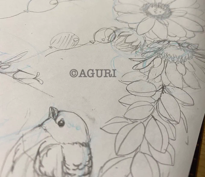 ラフラフのラフ。幸せのお手伝い✨ 
ウェルカムボードの下絵作成中〜 