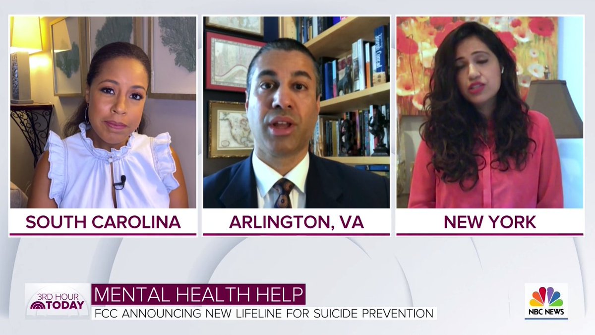 🚨BREAKING: @AjitPaiFCC just announced on <a href="/TODAYshow/">TODAY</a> that FCC will vote July 16 to establish "988" as a three-digit code for the national suicide prevention and mental health crisis hotline.

Until providers implement the change, Americans in crisis should call 1-800-273-TALK.