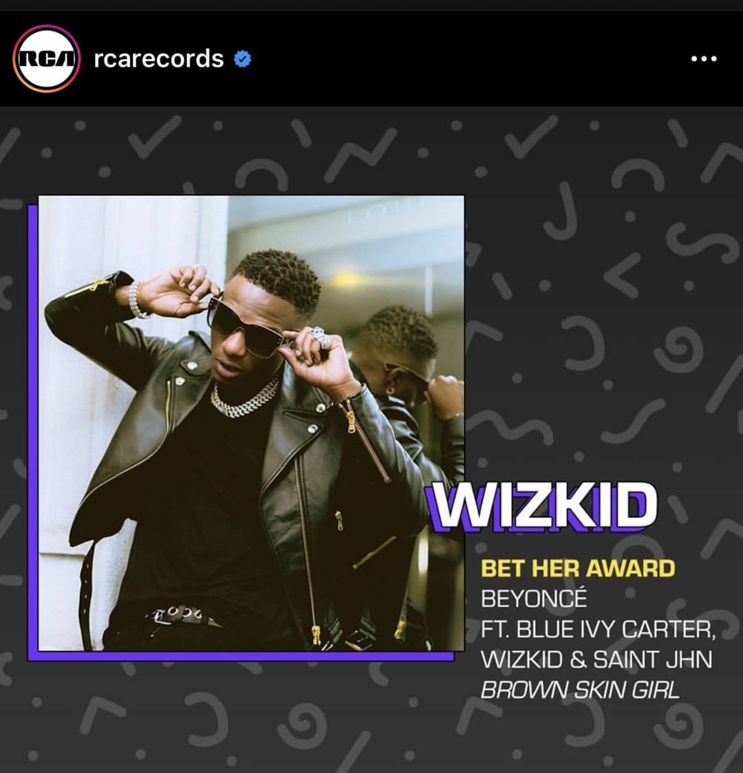 AkpraiseMedia's tweet image. RCA records congratulates #Wizkid on his 2020 #BetAward Nomination🏅#AkpraiseMedia