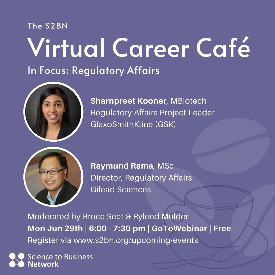 Curious on the importance of Regulatory Affairs in industry and how to get there?

Join the #S2BN and our guests from GSK &amp; Gilead Sciences in our free, last Virtual Career Café of the summer on June 29, 6-7:30pm EDT.

Register 👉 s2bn.org/upcoming-events

#bridgethegap #careers