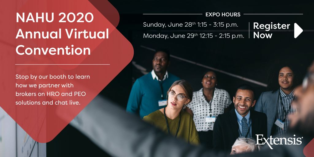 ExtensisHR's tweet photo. #Extensis is excited to be a sponsor at the virtual #NAHU 2020 Annual Convention this year. Stop by our booth for a chance to win a $100 Amazon gift card. #PEO #HRO #HR To attend, register at https://t.co/jDKRHUxlxN. https://t.co/ael5VaWBzi