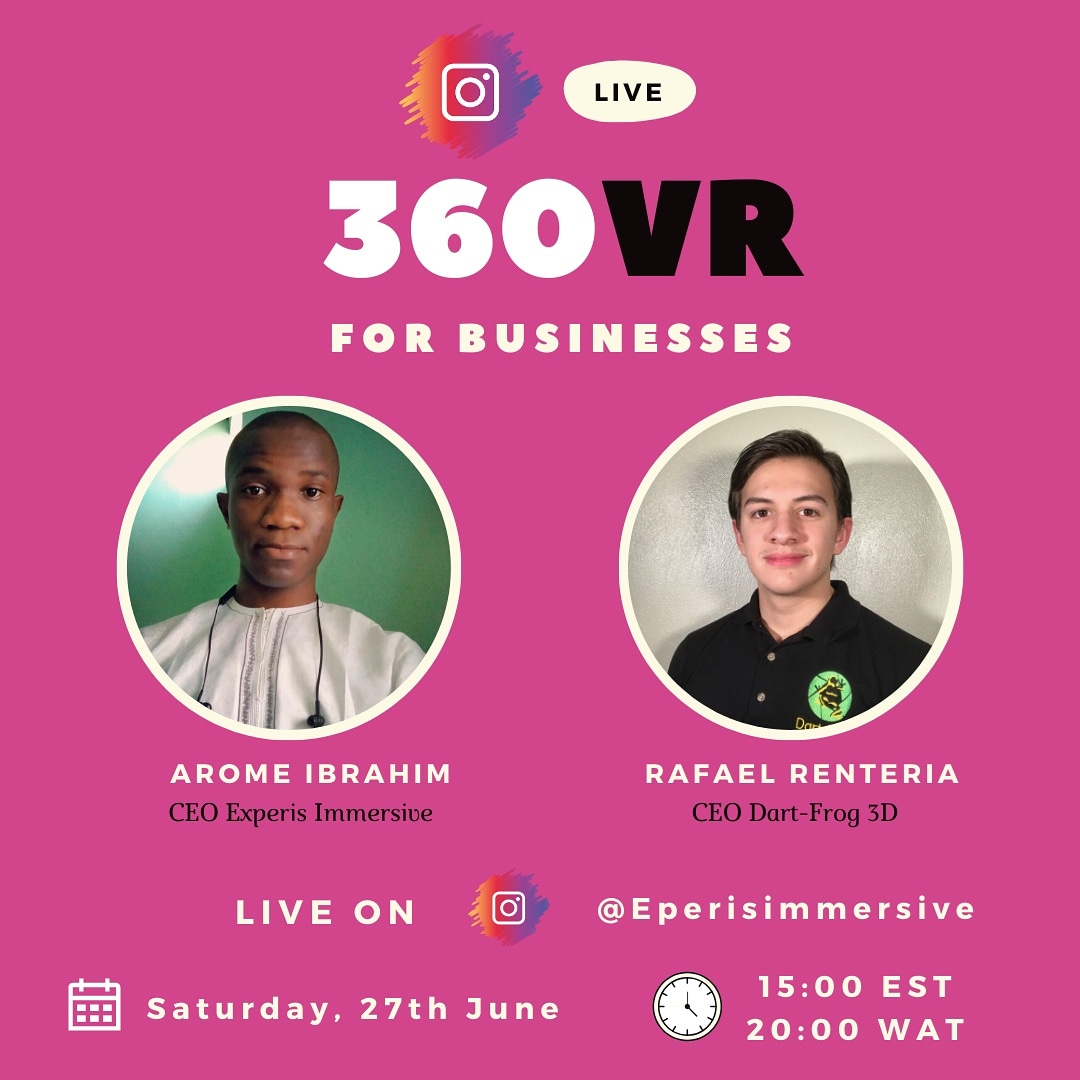 aromeibrahim_'s tweet image. Virtual tours and 360VR are revolutionising experience marketing for businesses online.

Join me and Rafael Renteria, Founder &amp;amp; Co-Owner @dartfrog3d as we share insights on how business can leverage on 360VR for experience marketing.

#abuja #experisimmersive #360virtualtour