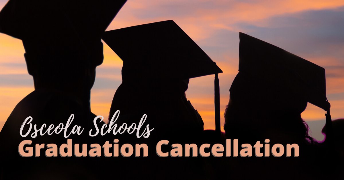 Osceolaschools's tweet photo. An important message for the Class of 2020 Graduates and their families from Supt. Pace: 

Based on the Florida Department of Health's Public Health Advisory, the Osceola School District will be unable to hold the traditional graduation ceremonies planned for the week of July 6. https://t.co/Ng6W2SuGBW