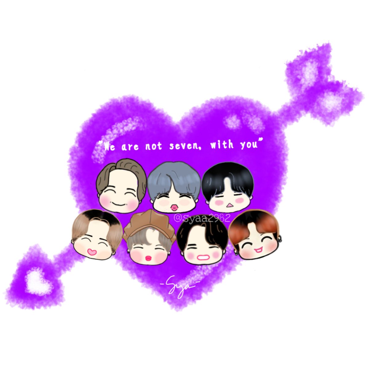 'We are not seven, with you' @BTS_twt 💜

Thank you for being part of my life journey 👣

#fanart #btsfanart #BTSARMY #BTS #StayGold #WeAreBulletproofTheEternal #RM #JIN #SUGA #JHOPE #JIMIN #V #JUNGKOOK