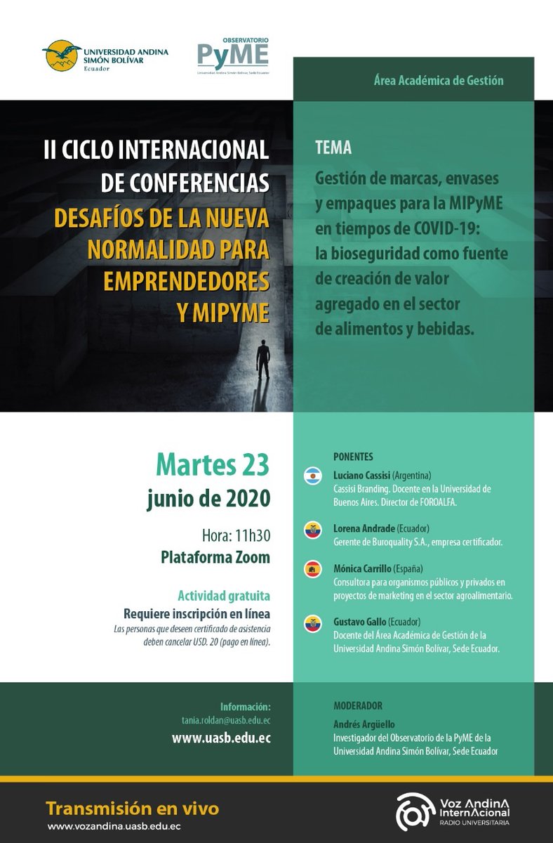 GestionUASB's tweet photo. 📢 HOY 11h30⏰ ¡NO TE PIERDAS! a Luciano Cassisi 🇦🇷 experto en branding, profesor de Diseño Gráfico de la Universidad de Buenos Aires, co-organizador de los Premios CLAP (Premios Internacionales de Diseño). Dirige https://t.co/OkpQBpeZSX 

¡Regístrate! 👇

https://t.co/yOFd2mwF3h https://t.co/ka1p812W51