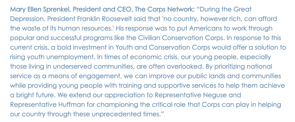 TheCorpsNetwork's tweet photo. We support the #21CCC for Our Health & Our Jobs Act. Thanks @RepJoeNeguse & @RepHuffman for introducing in the House & @RonWyden for your leadership in the Senate. This bill will help rural economies by creating jobs in the #greatoutdoors
https://t.co/n59wQGn8RC https://t.co/CHaao4E2fp