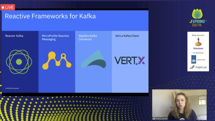 KoTurk77's tweet photo. Going reactive with @apachekafka , there are several products you can use. @gracejansen27 @nljug #jspringdigital https://t.co/8DVcS1zEnG