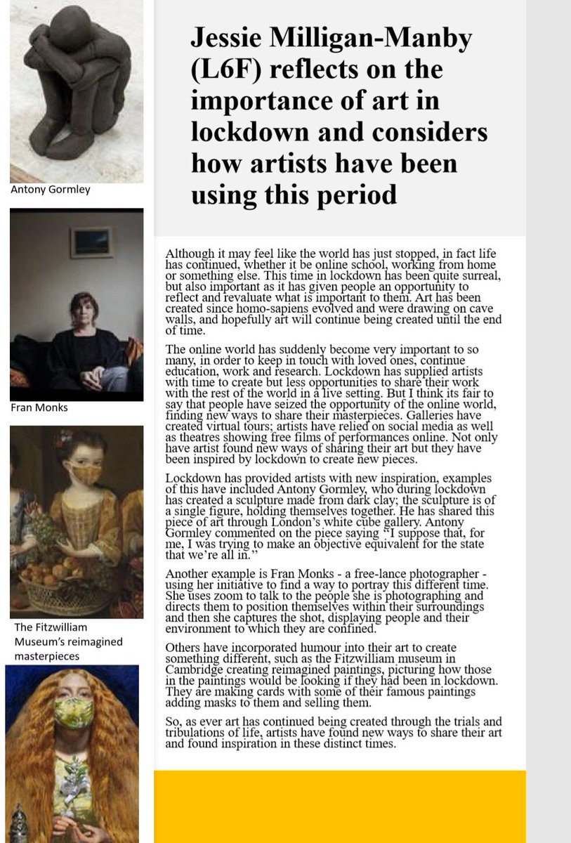 ReptonLife's tweet photo. This afternoon has seen the publication of our 2nd pupil newsletter of this remote learning term. This is an utterly brilliant publication packed with pupil reflections on a wide range of topics &amp; containing superb content. Huge thanks to the pupils &amp; also to @ReptonEnglish. Fab https://t.co/sbTBF7FgbA