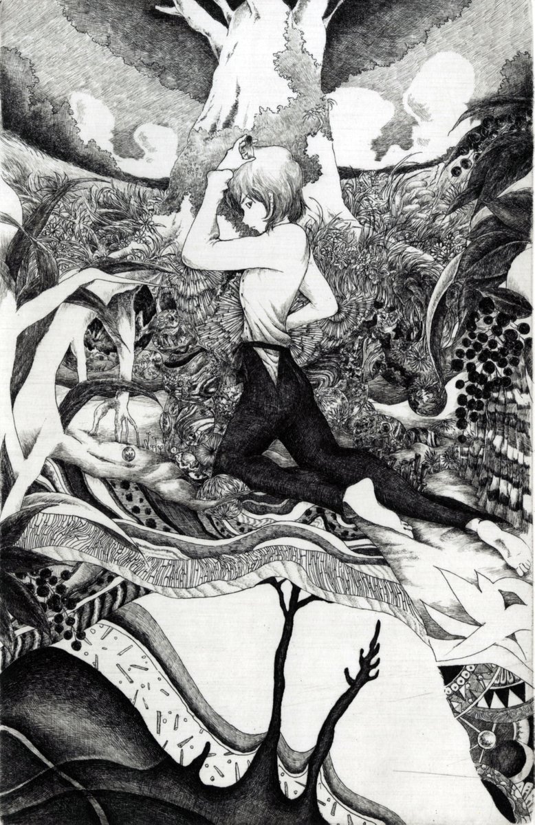 画集に載せるものは銅版画やペン画などこの辺の作品を載せます。学生時代から現在にかけてもまとめてまいりますよ! 