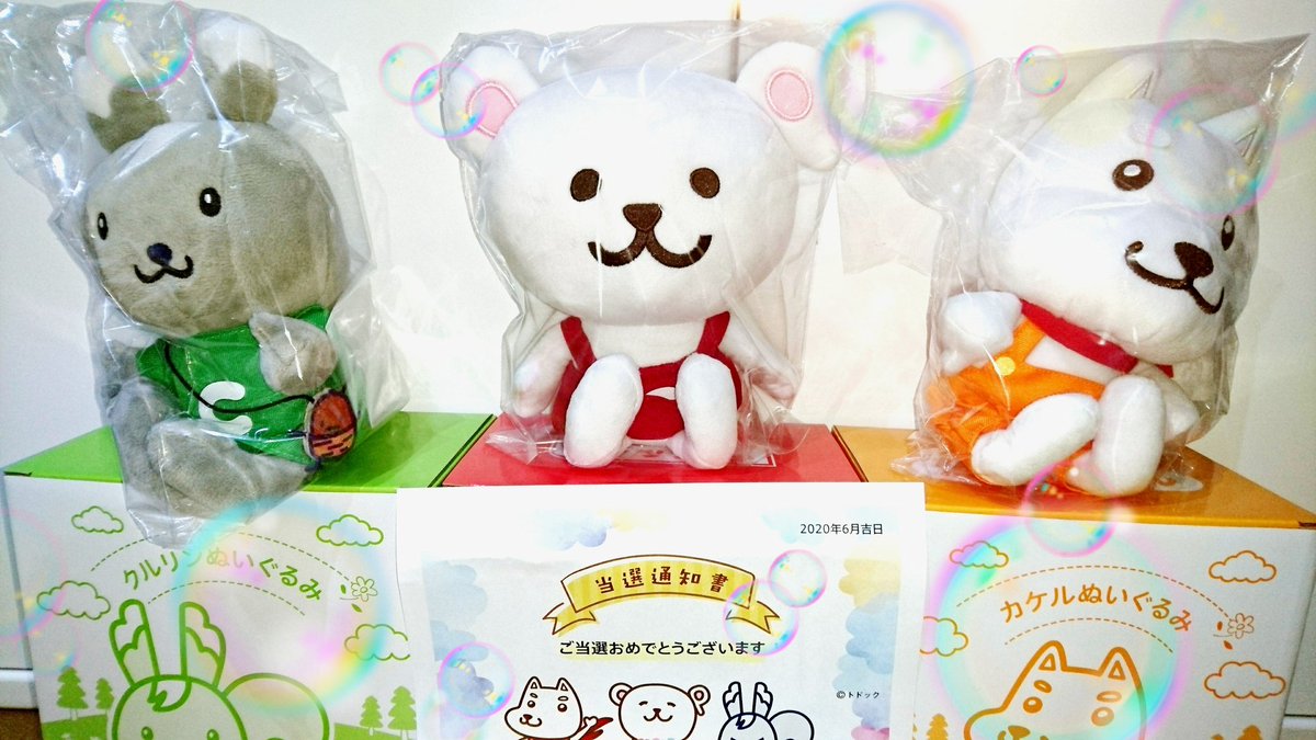 なーさん Coopsapporo Pr 3キャラぬいぐるみプレゼントキャンペーンのぬいぐるみが届きました とっても可愛いです 大切にします コープさっぽろ トドック カケル クルリン