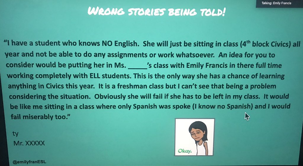EspeHilts's tweet image. What story do you tell? Shifting from Statistics to Stories with @emilyfranESL at #R10PowerofUnity @R10ELsupport