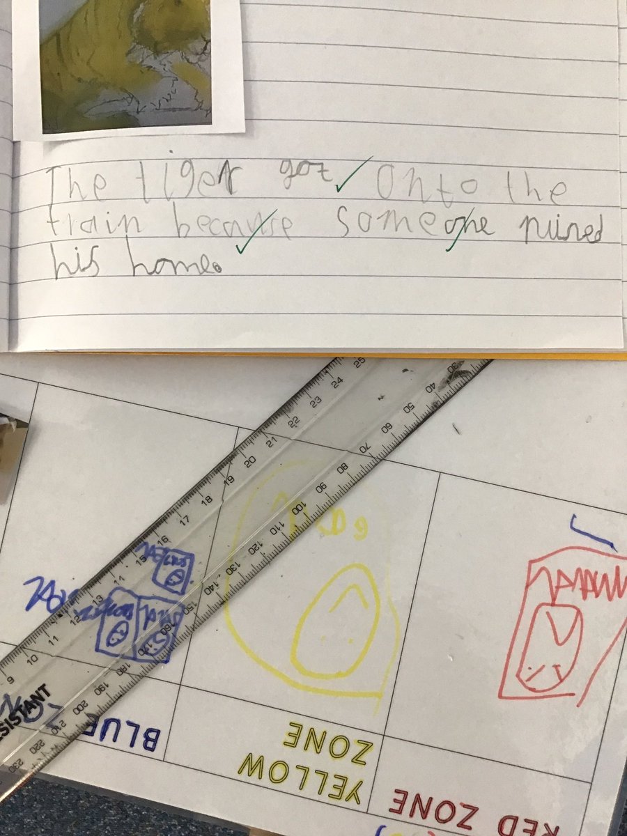 1Galfrid's tweet photo. Look at the fantastic writing about ‘Oi, Get Off Our Train’ we’ve had today. I am super impressed and proud at the moment. Well done year 1, keep it up! #English #writing #oigetoffourtrain https://t.co/5WhzNyuuMX
