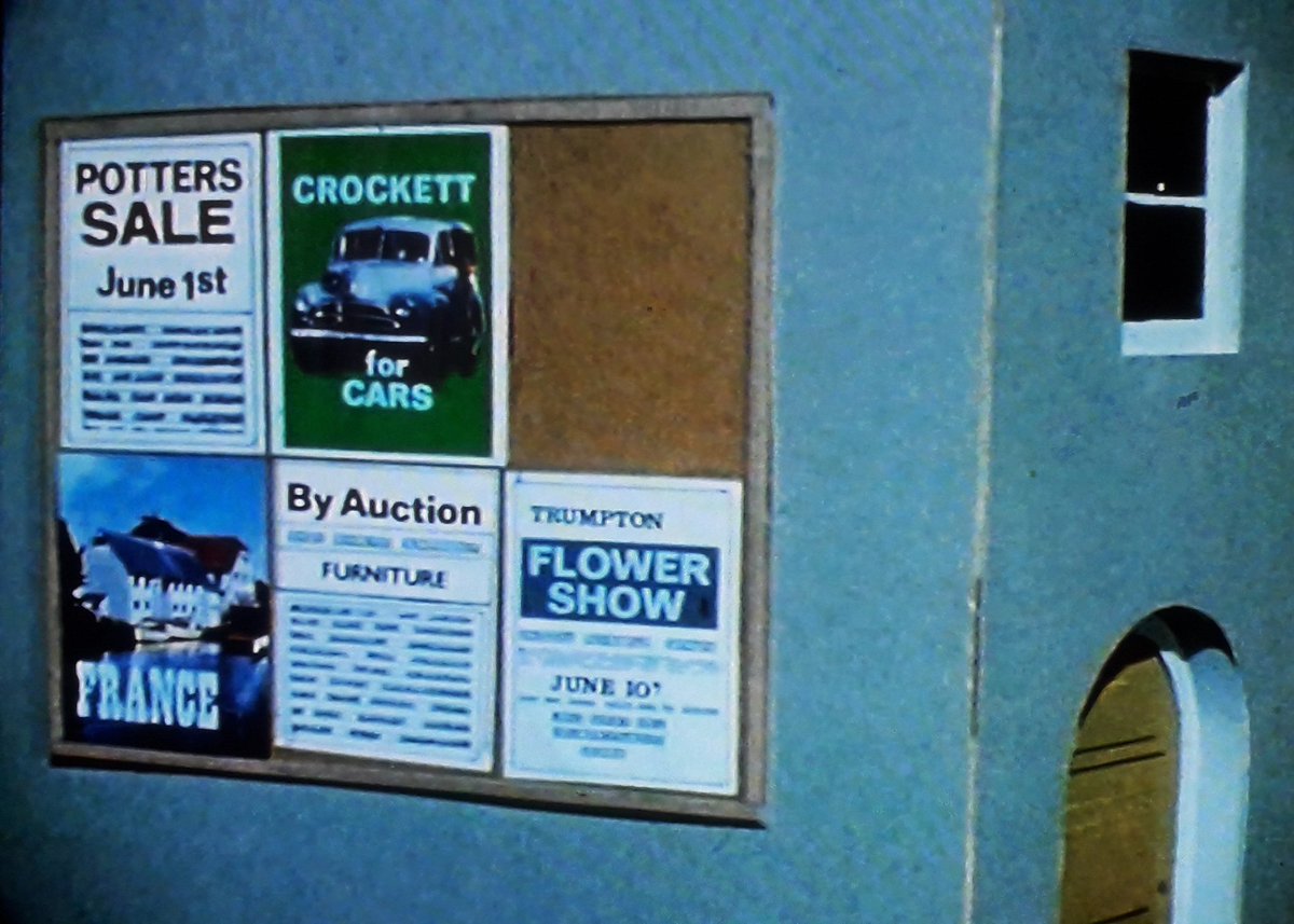 Meanwhile, on the side of an unidentified building, Trumpton's only advertising hoarding. Note the adverts for Mr. Crockett from Camberwick Green, Harry Farthing from Chigley, the Flower Show from the elusive Trumpton Flashy Flickers film, and 'France'.