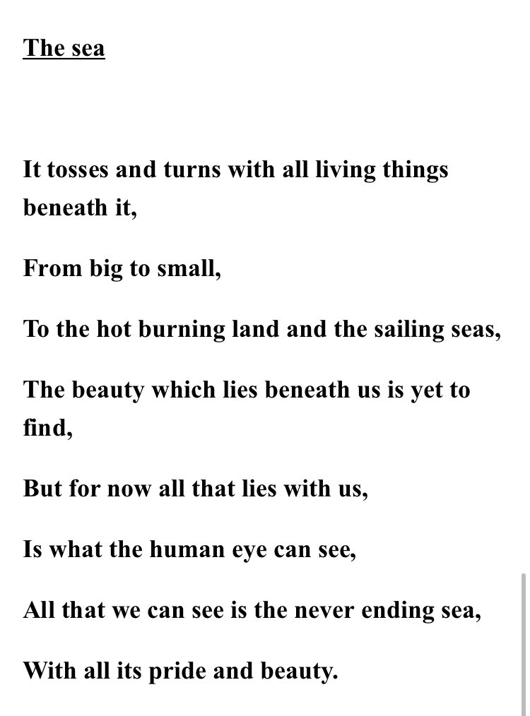 StPetersYork's tweet photo. We whaley love this poem by Tabitha in J1. The pupils have been making their own anthologies and Tabitha has chosen to write about the ‘pride and beauty’ of the sea. Thank you Tabitha! #StPetersAtHome #StPetersTogether https://t.co/scSmtrOwvd