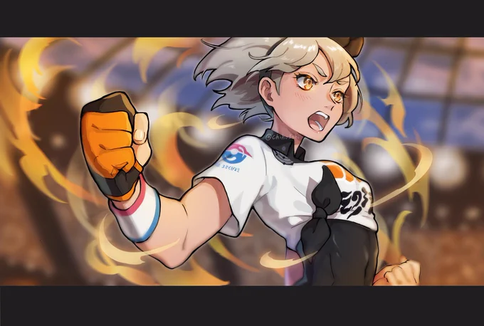 #ポケモン剣盾 #サイトウ
かくとうジムリーダーのサイトウちゃんを描きました!
腹筋…? 